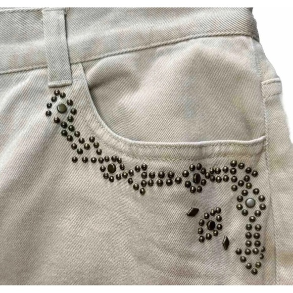 Vintage Ralph Lauren Pants Jeans Sz 10 Petite Tan Studded Preppy Bootcut Y2K - Picture 3 of 8